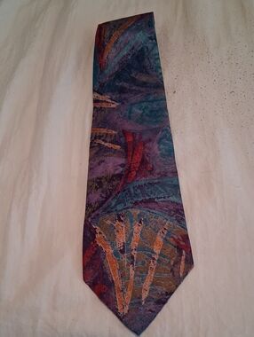 Vintage Buckingham Multicolor Abstract Pattern Men's Tie - Blue, Purple, Teal
